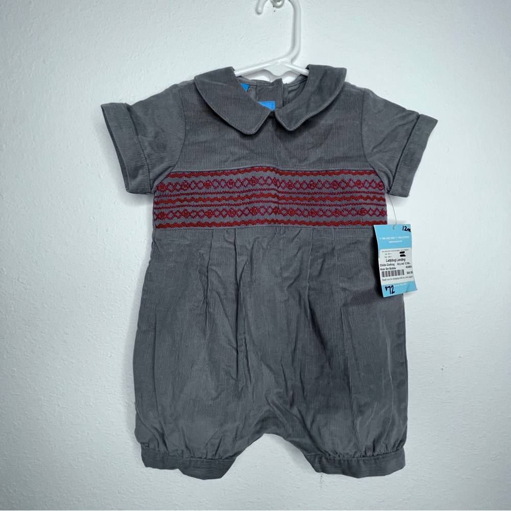 smocked gray anavini bubble romper new